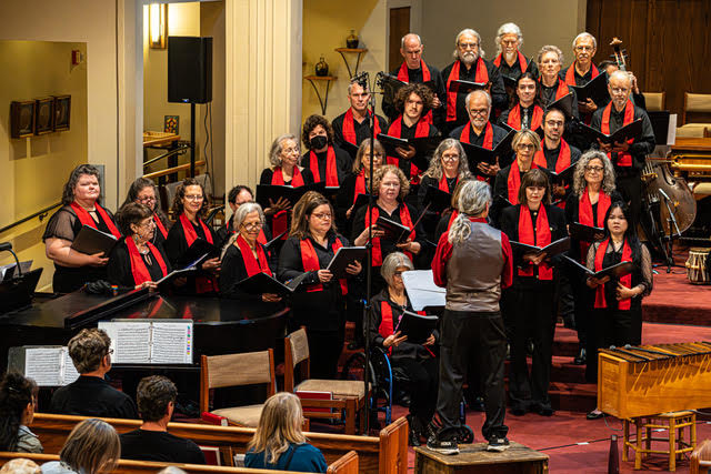 Frederick N. West directing Seattle Peace Chorus, 1 June 2024; photo by Mel Melton