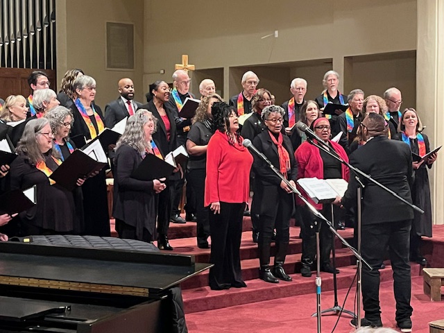 Seattle Peace Chorus and African American Cultural Ensemble, conducted by Kenya Legier, 24 November 2024; photo by Alaine Nijenhuis